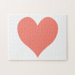 Puzzle Corazón de Salmón<br><div class="desc">Una forma de corazón adorable en salmón,  una sombra de rojo. Puede cambiar el color de fondo.</div>