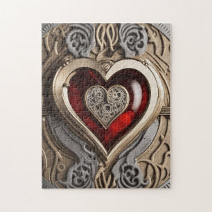 Puzzle Corazón de Steampunk - Amor Mecánico Intrincado