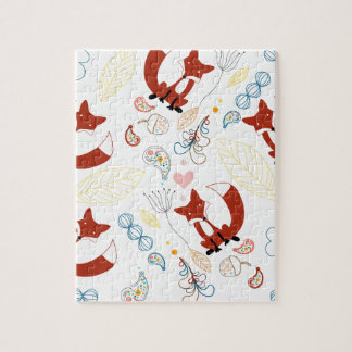 Puzzle Corazón de zorro con mano corta en rosa azul amari