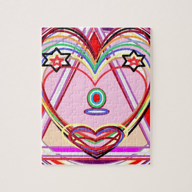 Puzzle Corazón dentro de un triángulo - el amor, beso, (Vertical)