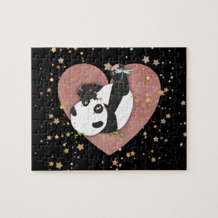 Puzzle Corazón lindo del oso de panda para los amantes