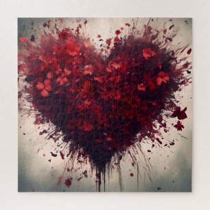Puzzle Corazón lleno de flores rojas que reventan