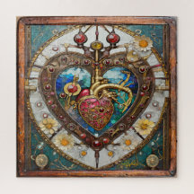 Corazón mecánico Anatómico Steampunk Cerámica Tile