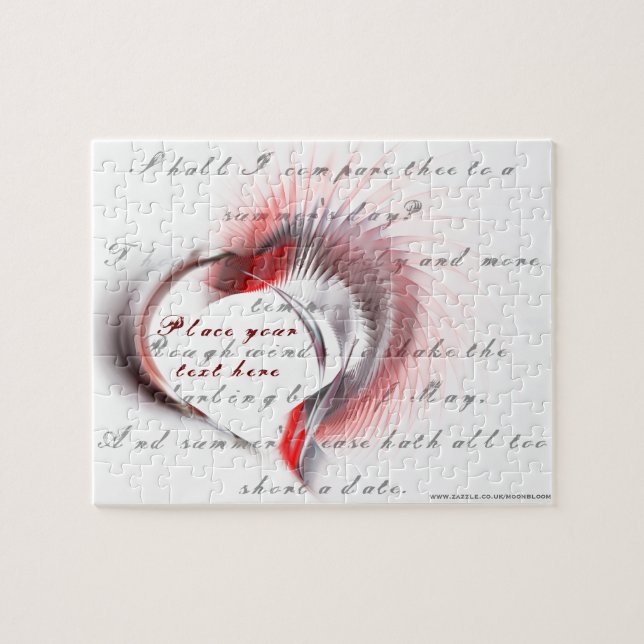 Puzzle Corazón metalizado con el soneto de Shakespeare 18 (Horizontal)