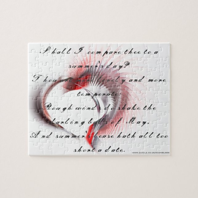 Puzzle Corazón metalizado con el soneto de Shakespeare 18 (Horizontal)