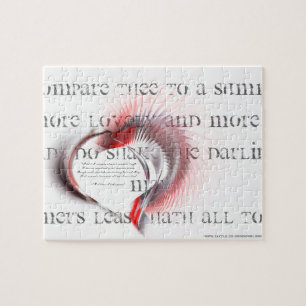 Puzzle Corazón metalizado con el soneto de Shakespeare 18