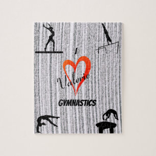Puzzle Corazón Personalizado Me Encanta la Gimnasia
