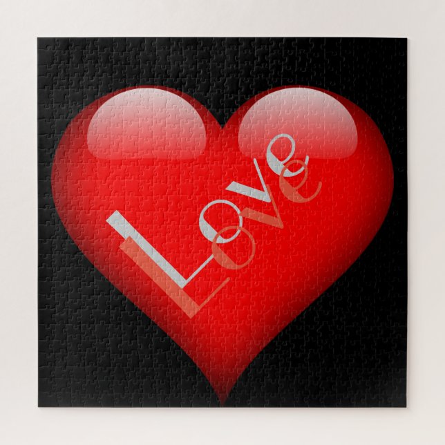 Puzzle Corazón Rojo Atractivo Amor Parisino Boda (Vertical)