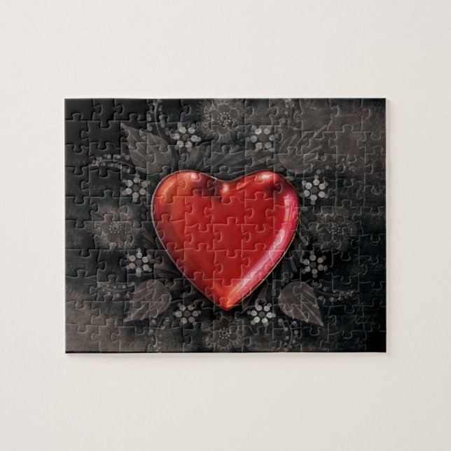 Puzzle Corazón romántico floral Valentine Love (Horizontal)