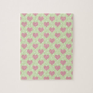 Puzzle Corazón rosado y patrón de puntos de polka blanco