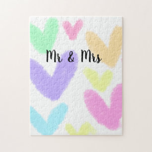 Puzzle Corazón simple estilo de texto minimalista boda Sr