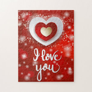 Puzzle Corazón y estrellas en rojo