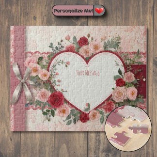 Puzzle Corazón y Rosa personalizados