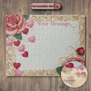 Puzzle Corazón y Rosa personalizados