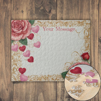 Puzzle Corazón y Rosa personalizados