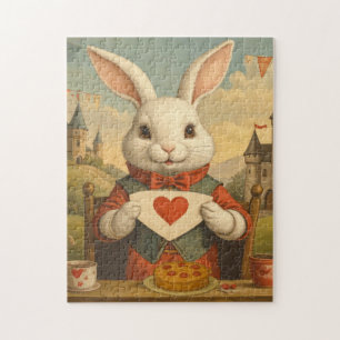 Puzzle Corazones Caprichosos del Conejo Blanco Bosque Enc
