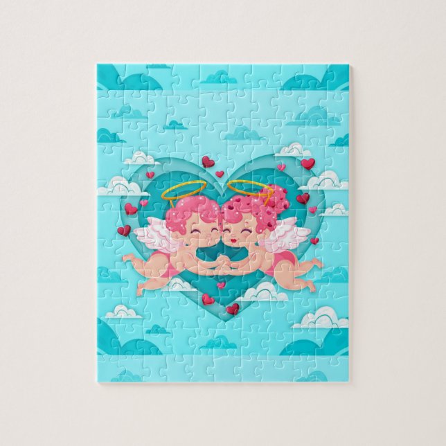 Puzzle Corazones de amor de la celebración (Vertical)