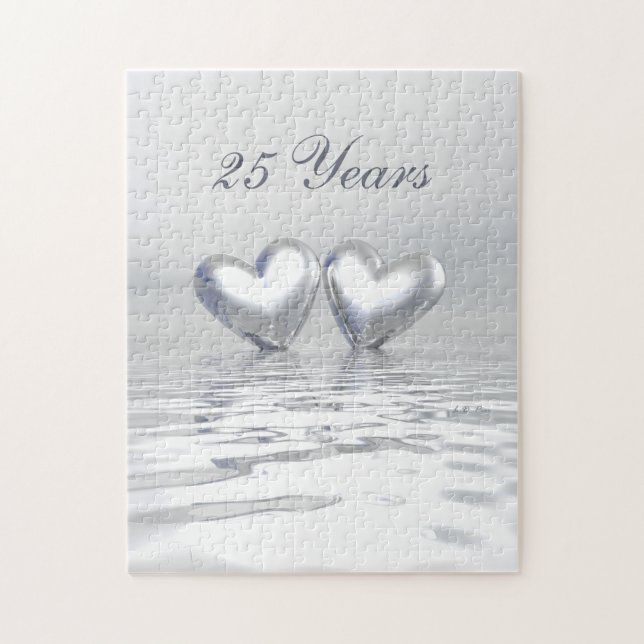 Puzzle Corazones de aniversario de plata (Vertical)