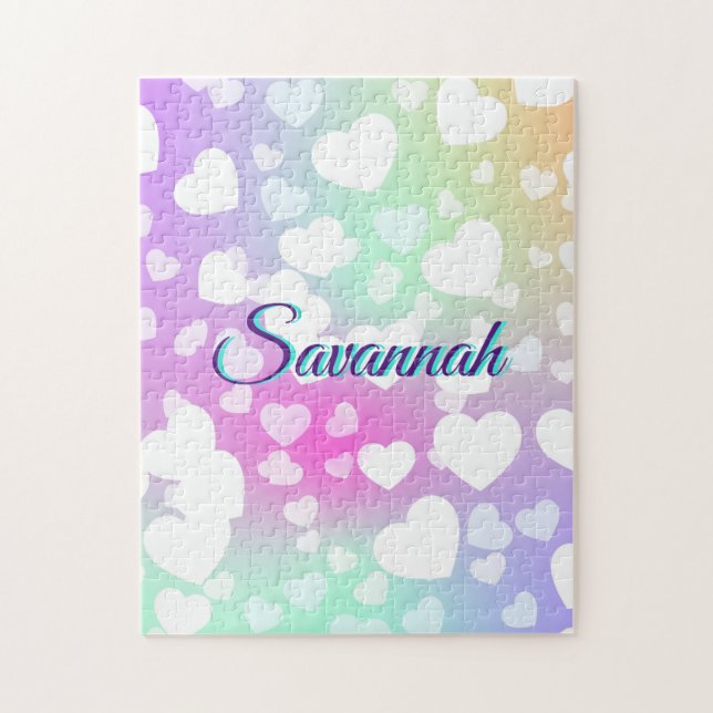 Puzzle Corazones de caída Pastel personalizados (Vertical)