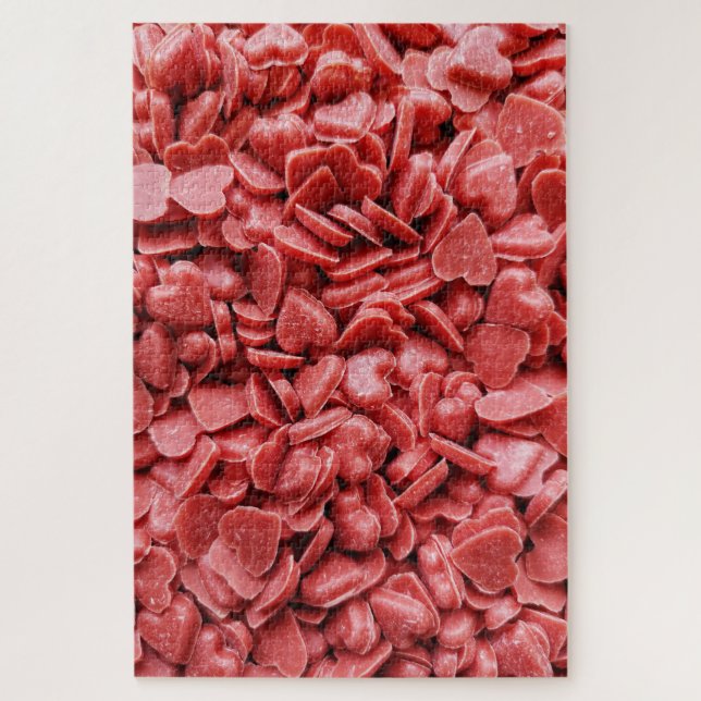 Puzzle Corazones de Caramelo Rojos Difíciles en Racimo (Vertical)