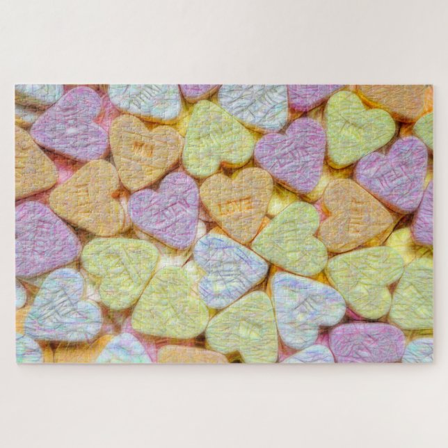 Puzzle Corazones de caramelo rosa Naranja amarillo Valent (Horizontal)