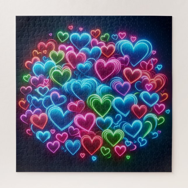 Puzzle Corazones de neón (Vertical)
