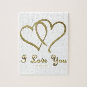Puzzle Corazones de oro entrelazados te amo