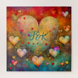 Puzzle Corazones de papel abstracto personalizado