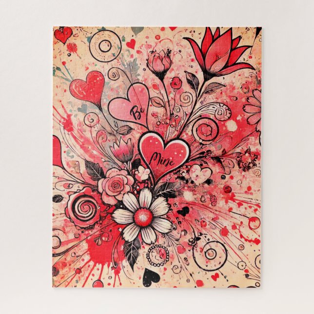 Puzzle Corazones de San Valentín / Daisy / Splatter Art / (Vertical)