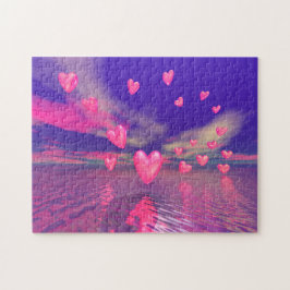 Puzzle Corazones de San Valentín sobre el agua