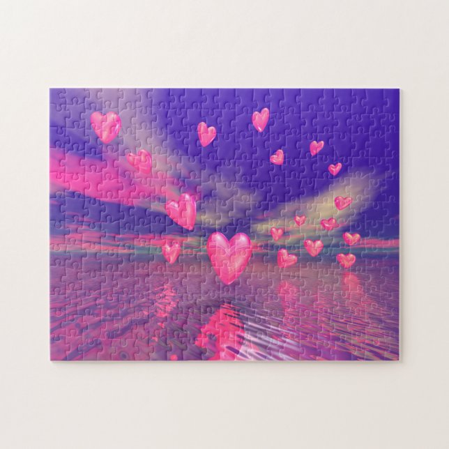 Puzzle Corazones de San Valentín sobre el agua (Horizontal)