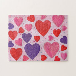 Puzzle Corazones día de San Valentín en rosa morado y roj