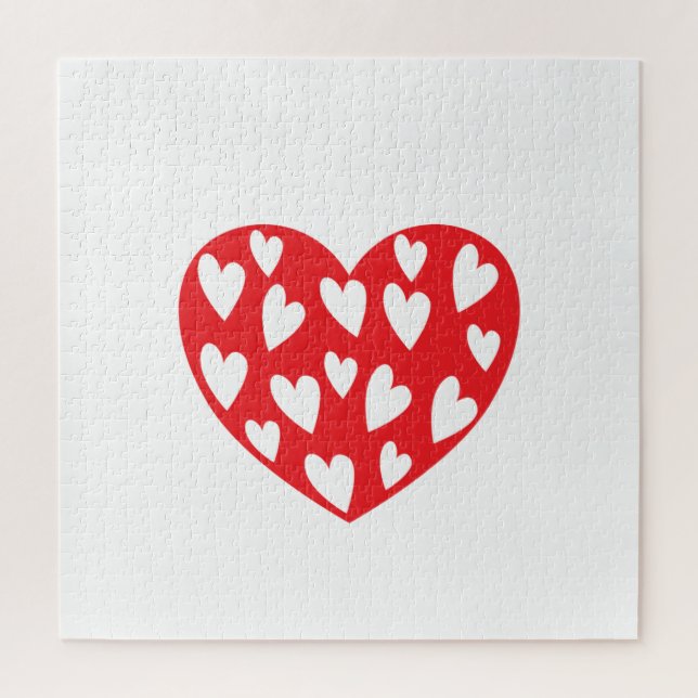 Puzzle Corazones Rojos Con Corazones Pequeños (Vertical)