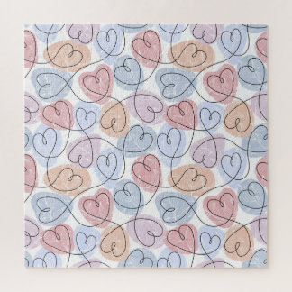 Puzzle Corazones suaves: línea continua de San Valentín