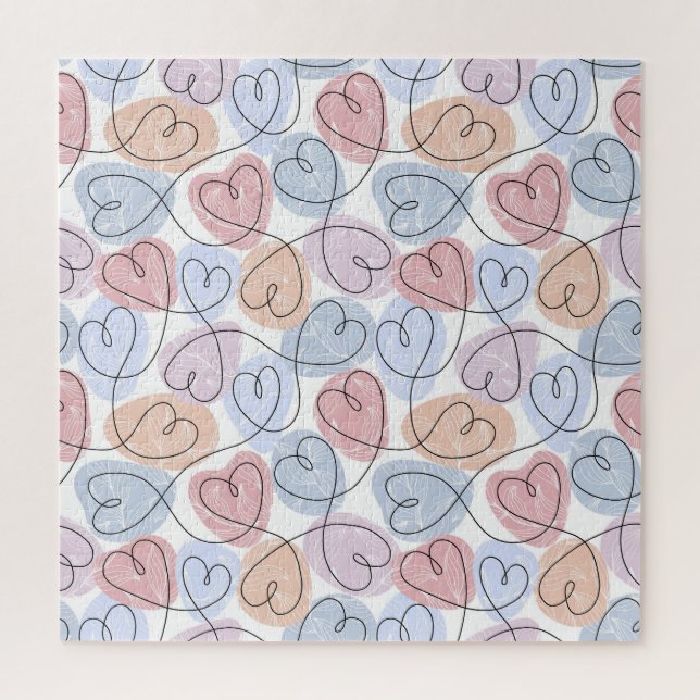 Puzzle Corazones suaves: línea continua de San Valentín (Vertical)
