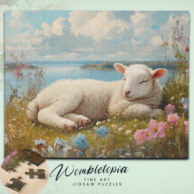 Puzzle Cordero de primavera de Pascua durmiendo en prader (Subido por el creador)