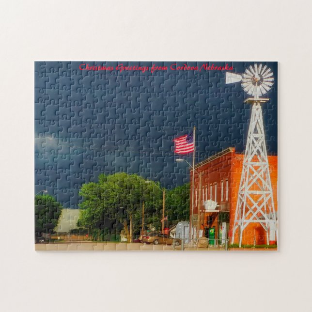 Puzzle Cordova Nebraska. Felicitaciones de Navidad (Horizontal)