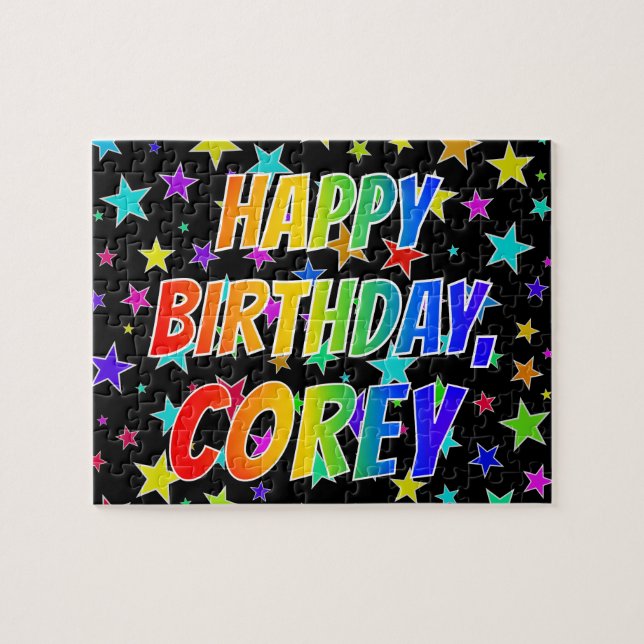 Puzzle "COREY" Nombre, Divertido "FELIZ CUMPLEAÑOS" (Horizontal)