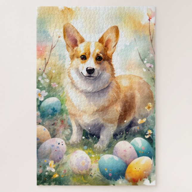 Puzzle Corgi con huevos de Pascua Fiesta (Vertical)