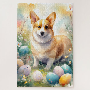 Puzzle Corgi con vacaciones en Pascua