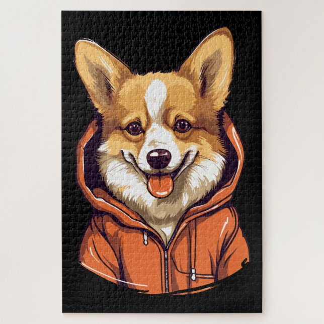 Puzzle Corgi Divertido con Sudadera (Vertical)