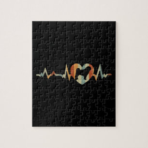 Puzzle Corgi Dog Personalizado Heartbeat Sunset