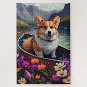 Puzzle Corgi en un remo: Una aventura escénica