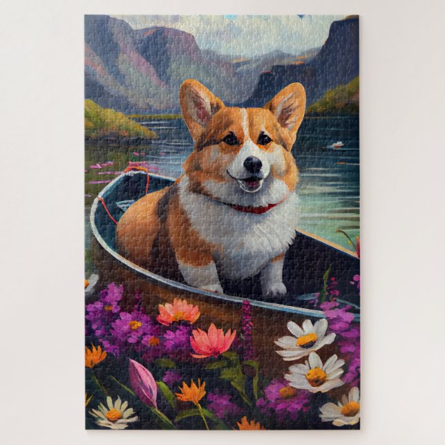 Puzzle Corgi en un remo: Una aventura escénica (Vertical)