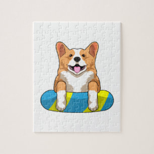 Puzzle Corgi galés en Natación con Pizarra