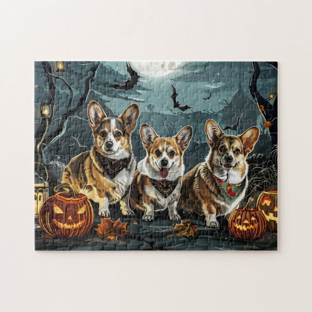 Puzzle Corgi Halloween Espeluznante (Horizontal)