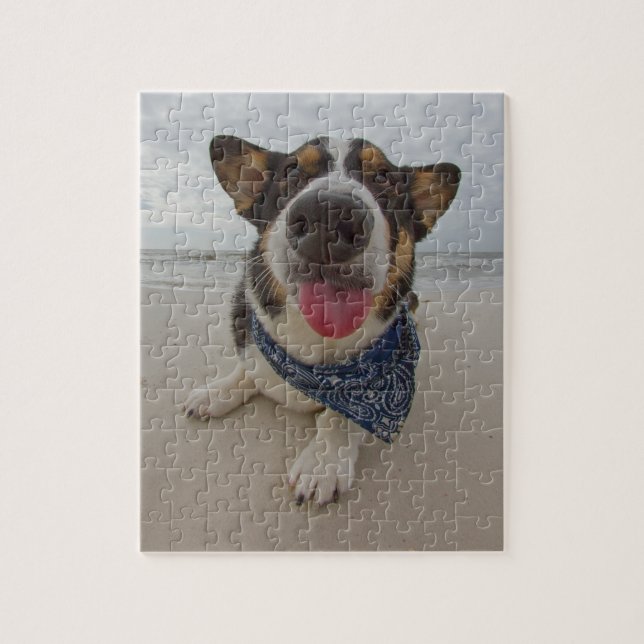 Puzzle Corgi lindo con la lengua hacia fuera (Vertical)