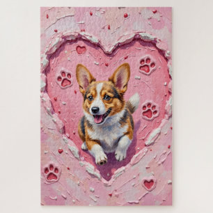 Puzzle Corgi perro carrera de galletas en forma de corazó