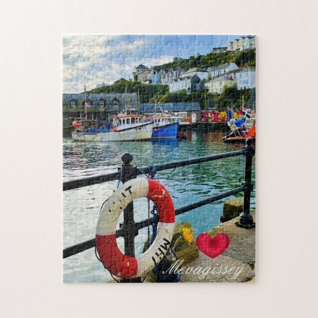 Puzzle Cornwall de vida del personalizado Heart Mevagisse (Vertical)