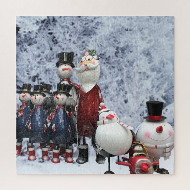 Puzzle Coro de navidades con Santa, Snowman, pingüino (Vertical)